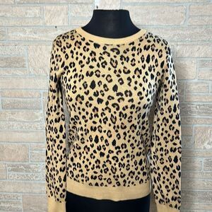 J Crew Teddie Leopard Crewneck Sweater Size XS